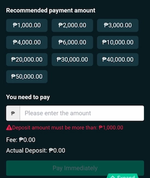 receive the deposit amount