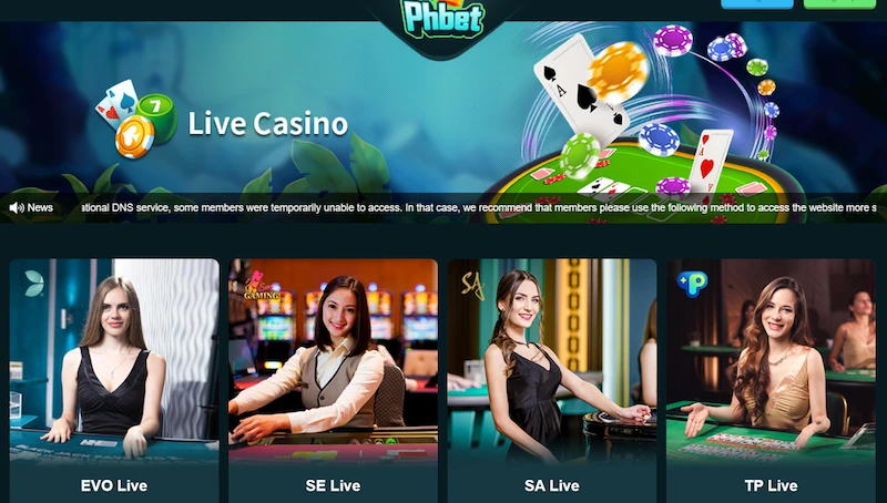 PHBET Casino Online lobby